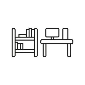 Desk and book self set icon vector Stock Illustration