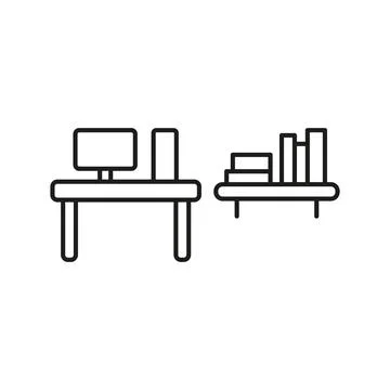 Desk and book self set icon vector Illustrazione stock