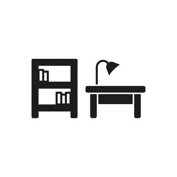 Desk and book self set icon vector Stock Illustration