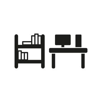 Desk and book self set icon vector Stock Illustration