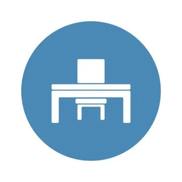 Desk and chair Icon Vector flat design style Stock Illustration