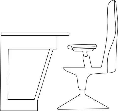Desk and computer chair. Student furniture.Vector illustration. Stock Illustration