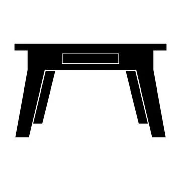 Desk black vector icon on white background Stock Illustration