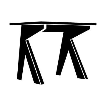 Desk black vector icon on white background Stock Illustration