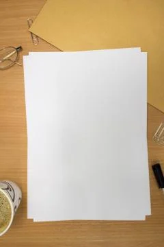 Desk With Blank Paper 스톡 사진