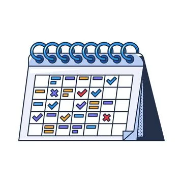 Desk calendar flat illustration representing scheduling 스톡 일러스트