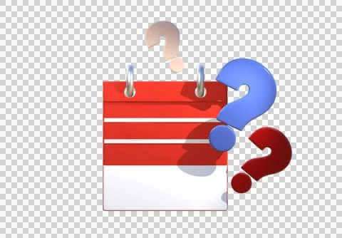 Desk calendar, question mark, 3d calendar, checkmark icons Stock Illustration