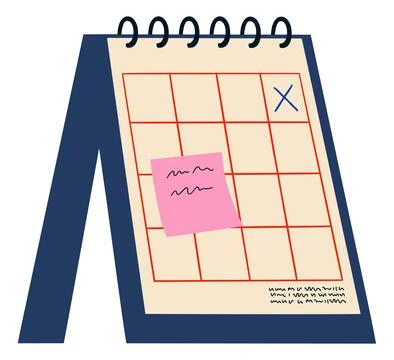 Desk Calendar With Reminder Note and Marked Date Stockillustratie