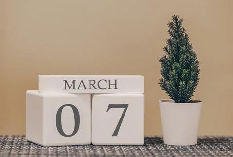 Desk calendar for use in different ideas. Spring month - March and the number Stock Photos