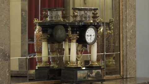 Desk clock and mirror Stock Footage 70227165