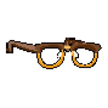 Desk computer glasses pixel art vector illustration 库存插图
