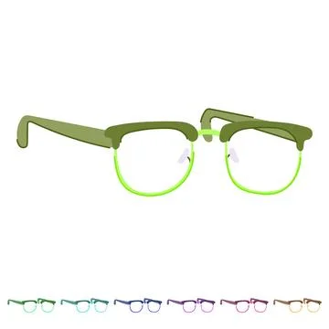 Desk computer glasses vector cartoon graphic 库存插图