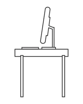 Desk with computer profile icon Illustrazione stock