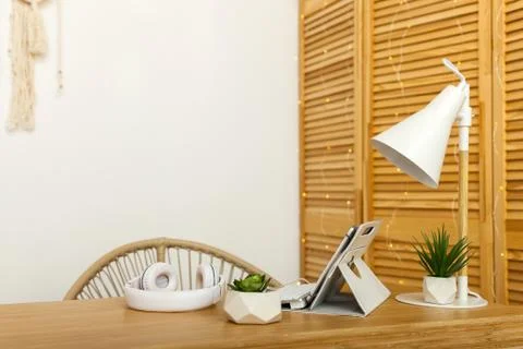 Desk of creative worker. Modern creative workspace. Foto stock