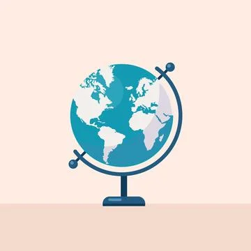 Desk Earth globe model. Flat vector illustration isolated on plain background Illustrazione stock