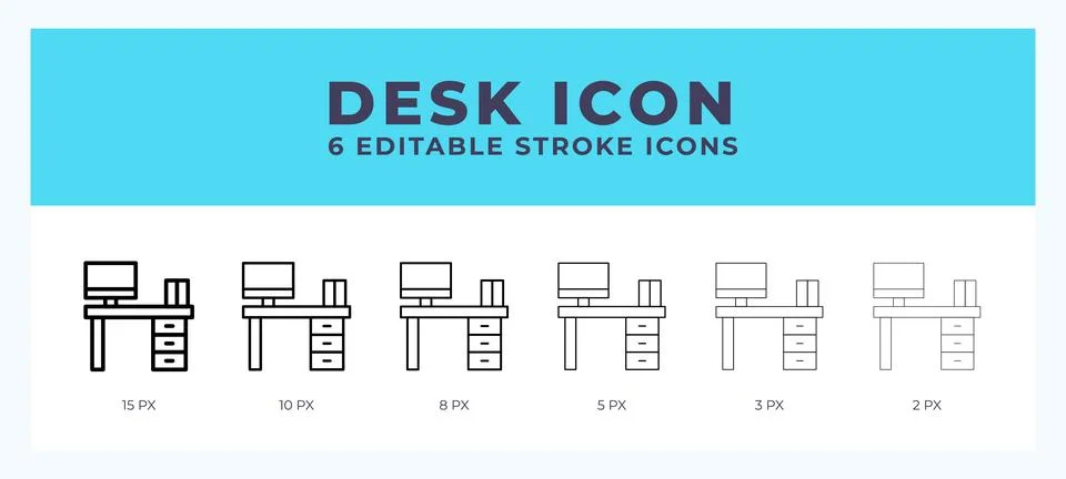 Desk editable line icon. Vector illustration with different stroke. Stock Illustration