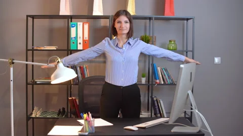 Desk exercises. Video stock 164376265