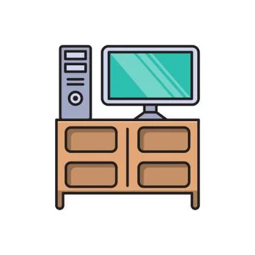 Desk flat color icon Stock Illustration