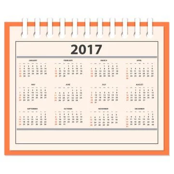 Desk full calendar 2017 Stock Illustration