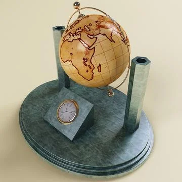 Desk Globe with Clock 3D Model