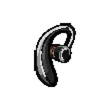 Desk headset audio pixel art vector illustration Stock Illustration