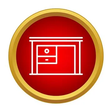 Desk icon in red circle button frame Illustrazione stock