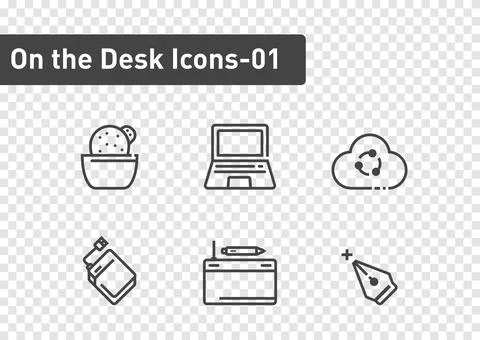 On the desk icon set isolated on transparency background ep01 Stock Illustration