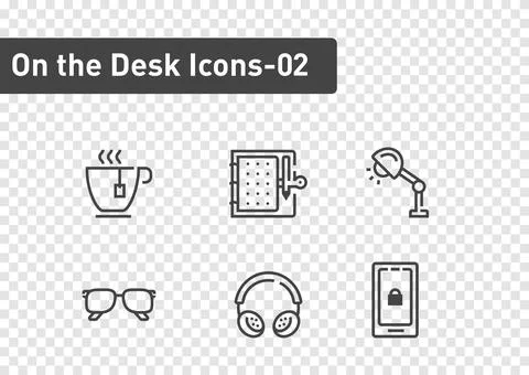On the desk icon set isolated on transparency background ep02 Stock Illustration