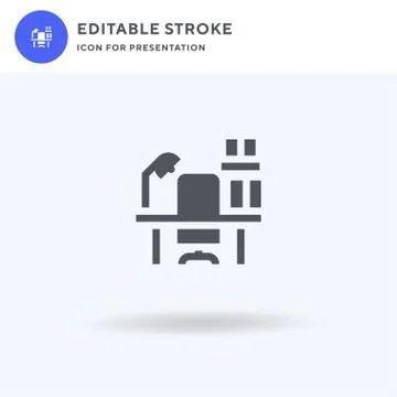 Desk icon vector, filled flat sign, solid pictogram isolated on white, logo Stock Illustration