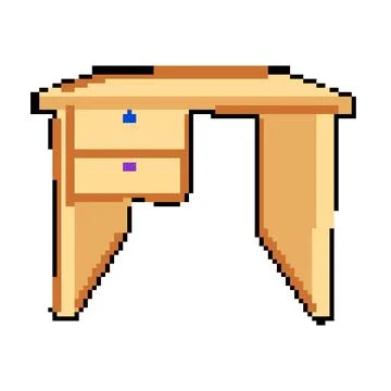 Desk kid table pixel art vector illustration Stock Illustration