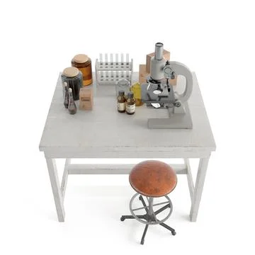 A desk with lab tools,3d rendering Illustrazione stock