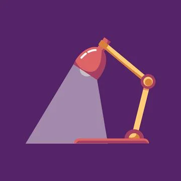 Desk lamp with a beam of light, flat cartoon vector illustration isolated. Stock Illustration