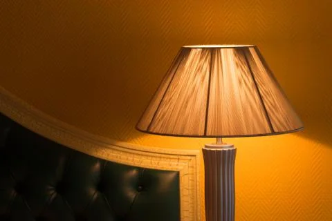 Desk Lamp with Bed Stock Photos