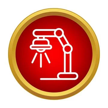 Desk lamp generating light icon in red circle Stockillustratie