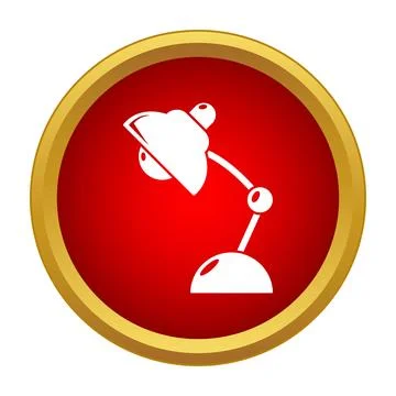 Desk lamp icon creating a white on red symbol Stock Illustration