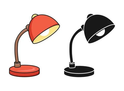 Desk lamp icon in flat style. Bulb silhouette vector illustration on isolat.. Illustrazione stock