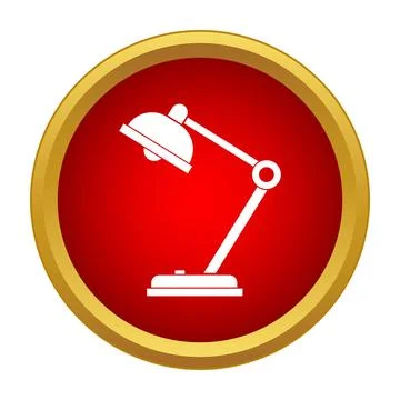 Desk lamp icon in red circle button Stock Illustration