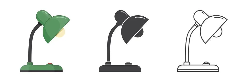 Desk lamp icon set collection in flat style. Spotlight vector illustration .. Illustrazione stock