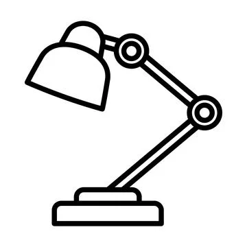 Desk lamp icon symbolizing workspace lighting, office equipment, reading Stock Illustration