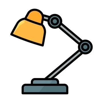 Desk lamp icon symbolizing workspace lighting, office equipment, reading Stock Illustration