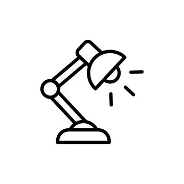 Desk lamp icon. Table lamp outline symbol. Interior furniture vector illust.. Illustrazione stock