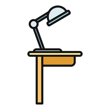Desk lamp illuminating studying workspace flat illustration 스톡 일러스트