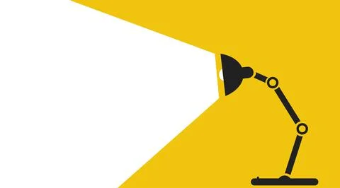 Desk lamp . Lamp light . Vector illustration. Lamp with ray . Flat icon. Stock Illustration