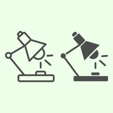 Desk lamp line and solid icon. Table lamp for reading and studying outline style Illustrazione stock