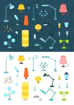 Desk lamp set. Lighting Stock Illustration