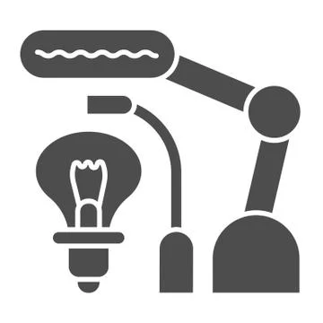 Desk lamp set solid icon, smart home technology symbol, electric home lightning Stock Illustration