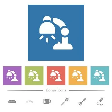 Desk lamp solid flat white icons in square backgrounds 库存插图