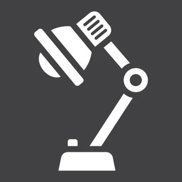 Desk lamp solid icon, bulb and light Stock Illustration