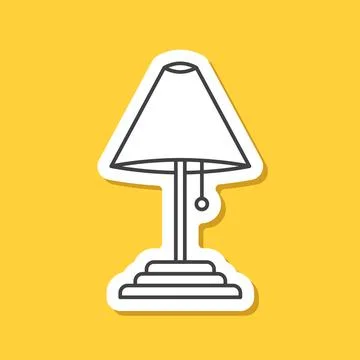Desk lamp sticker icon in flat style. Spotlight vector illustration on isol.. Stock Illustration