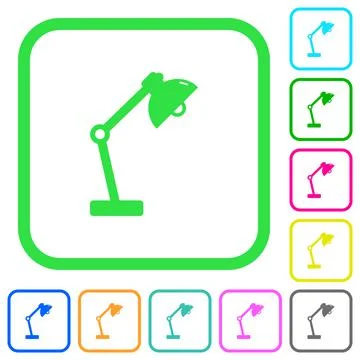 Desk lamp vivid colored flat icons Illustrazione stock